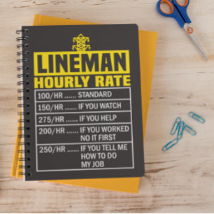 Lusnyare Lineman Hourly Rate Black Spiral bärbar d Anteckningsbok