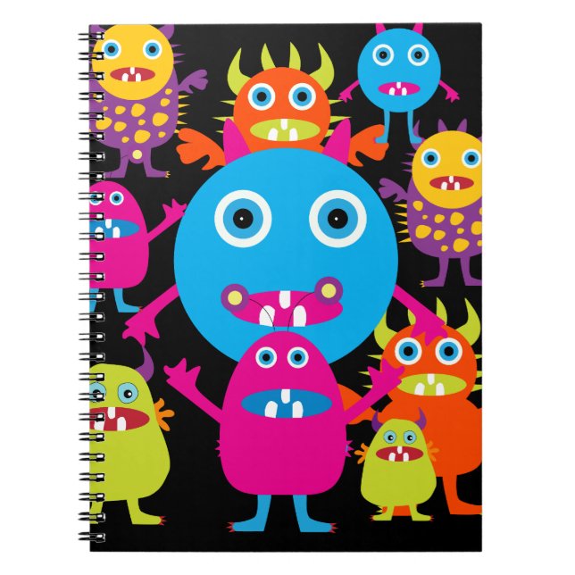 Lusnyare Monster Bash Cute Creatures Party Anteckningsbok Med Spiral (Framsidan)