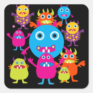 Lusnyare Monster Bash Cute Creatures Party Fyrkantigt Klistermärke