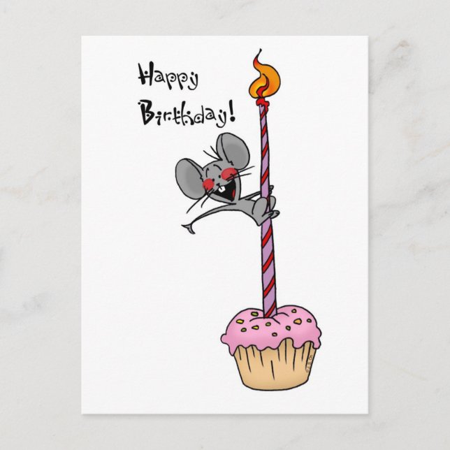 Lusnyare Mouse Hand plockade Birthday Design Vykort (Framsida)