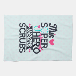 Lusnyare närande superhjälte Sstickande typografi Kökshandduk