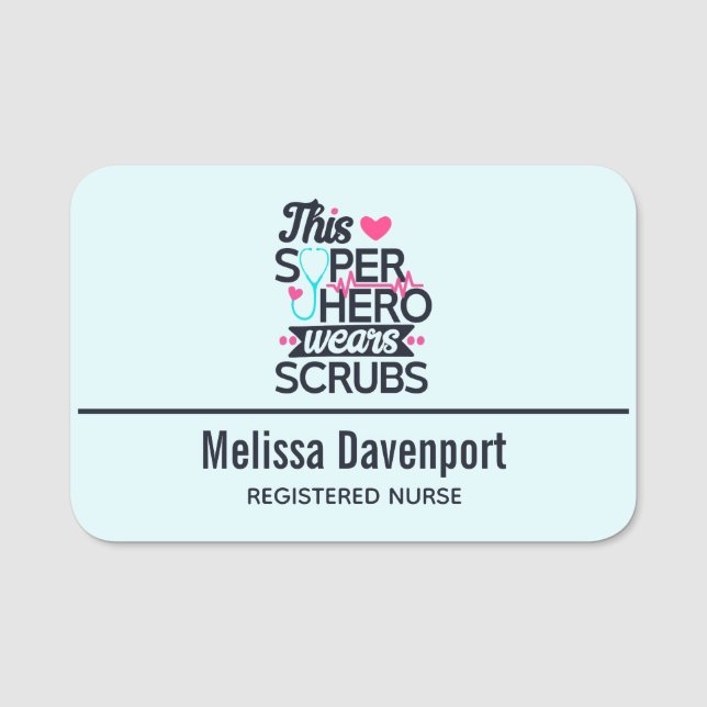 Lusnyare närande superhjälte Sstickande typografi Namnbricka (Framsida)