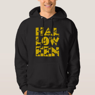 Lusnyare Svart Cat Fladdermus Witch Hat Text Hallo Hoodie