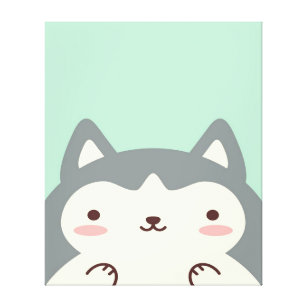 Lusnyare Tecknad Cute Kawaii Husky-Hundälskare Canvastryck