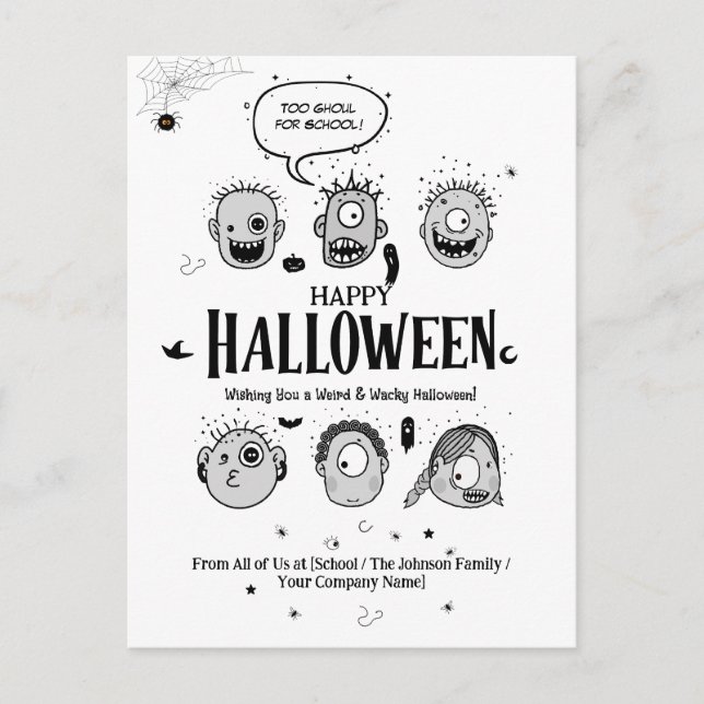 Lusnyare Wacky Monster Kids Halloween-vykort Vykort (Framsida)