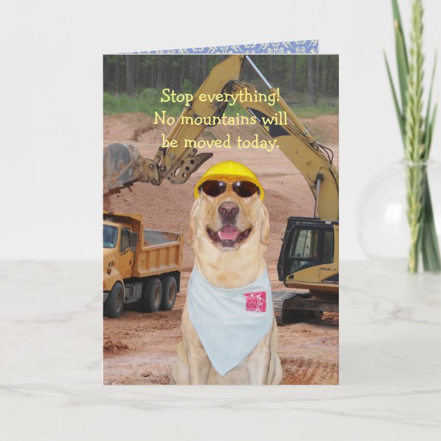 Lusnybyggnation/Ingenjör Hund/Lab Birthday Kort (Framsida)