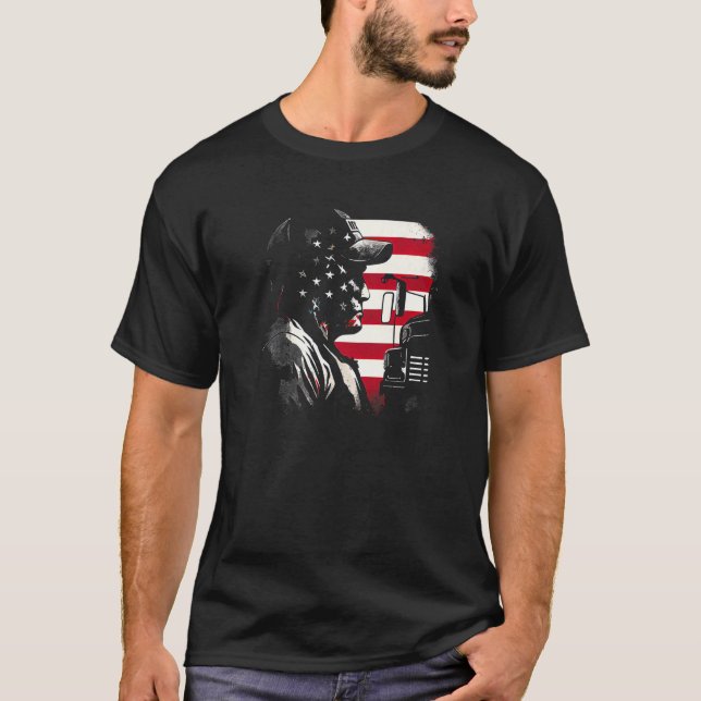 Lusnychare American Big Rigs Diesel Lastbil Driv T Shirt (Framsida)
