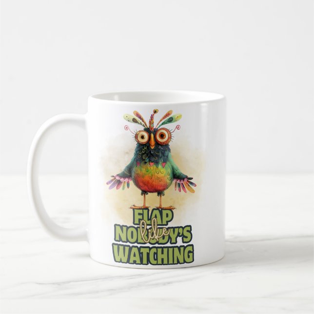 Lusnycitat Funny Quirky Whimsical Bird Kaffemugg (Vänster)