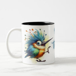 Lusnycitat Funny Quirky Whimsical Bird Två-Tonad Mugg