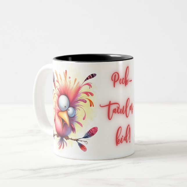 Lusnycitat Funny Quirky Whimsical Bird Två-Tonad Mugg (Framsida vänster)