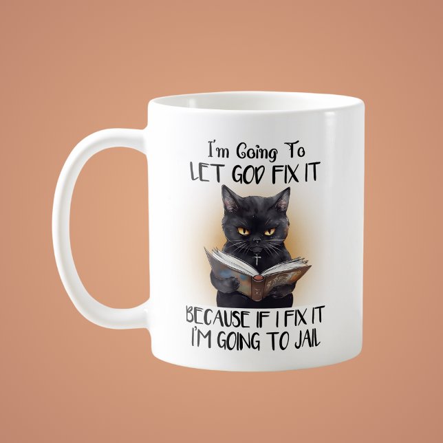 Lusnyck Christian Let God Fix It Cat Kaffemugg (Skapare uppladdad)