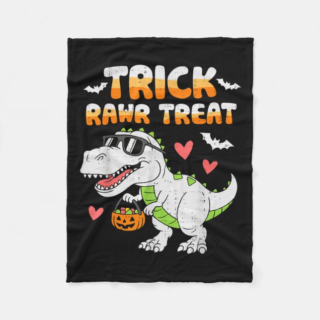 Lusnyck Rawr Treat Dinosaur t Rex Halloween till Fleecefilt (Framsidan)