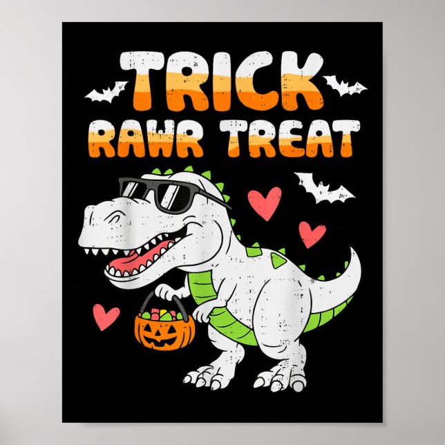 Lusnyck Rawr Treat Dinosaur t Rex Halloween till Poster (Framsidan)