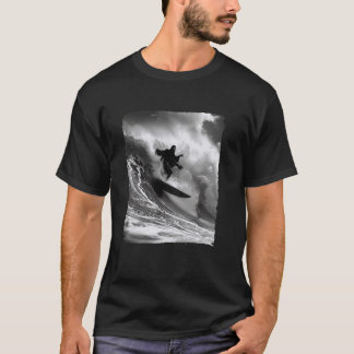 Lusnydöd Grim Reaper Surfing Surfa Ocean White B T Shirt