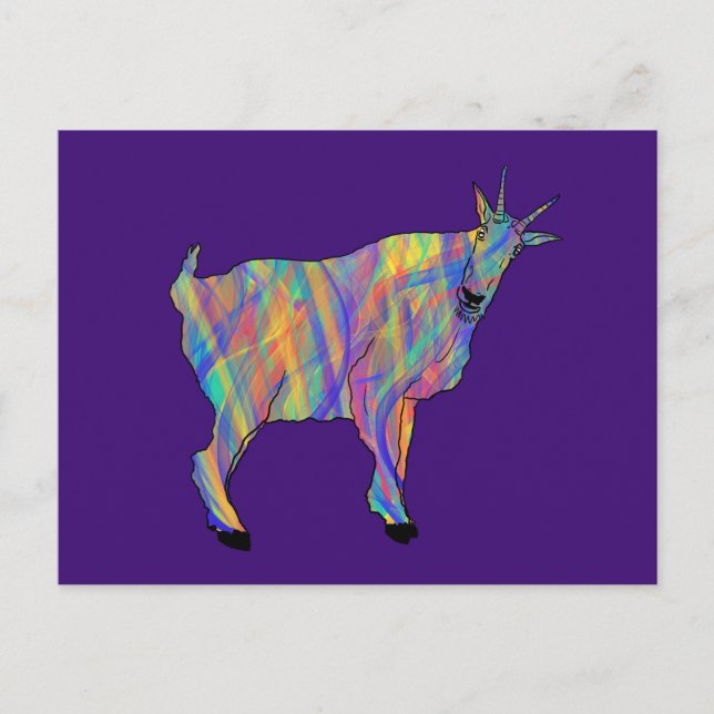 Lusnyfärgad Quirky Goat Funky Cute Animal Art Art Vykort (Framsida)