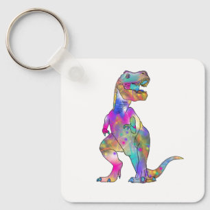 Lusnyfärgad T Rex Psychedelic Dinosaur Art Nyckelring