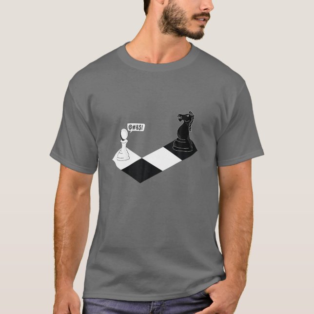 Lusnyfiken chess, att Knight skriker på pawn - för T Shirt (Framsida)