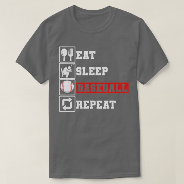 Lusnygg Baseball-spelare Ät viloläge Upprepa ba T Shirt (Design framsida)
