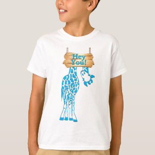 Lusnygg blå Giraffe Hej, du signerar T Shirt