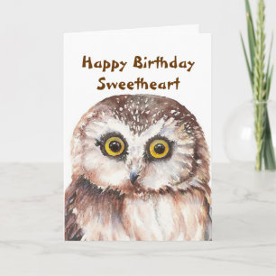 Lusnygg födelsedag med Cute Watercolor Uggla Kort