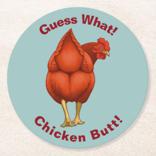 Lusnygg gissar vad Chicken Butt Red Hen Underlägg Papper Rund