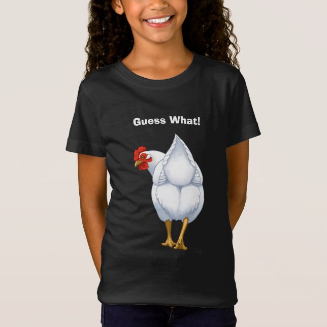 Lusnygg gissar vad Chicken Butt White Hen T-shirt (Framsida)