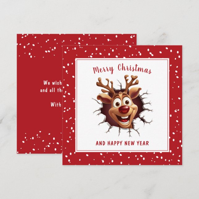 Lusnygg Rudolph genom Card Red jul Kort (Fram/baksida)