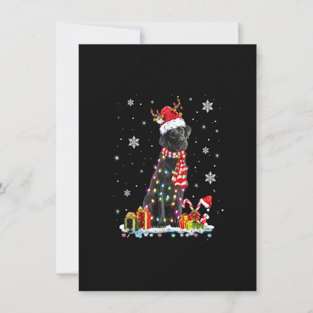 Lusnygg Svart lab Hund Jul Reindeer Christm Inbjudningar (Framsida)