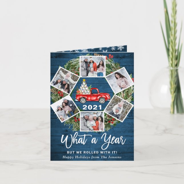 Lusnygg, vilket år för jul Red Lastbil 6 PHOTO Helgkort (Framsida)