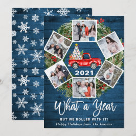 Lusnygg, vilket år för jul Red Lastbil 6 PHOTO Julkort