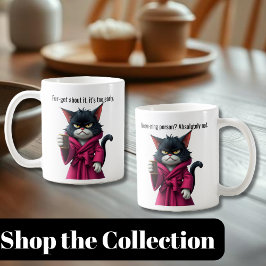 LusnyGrumpy cat in a Robe and Coffee-Black Cat Kaffemugg