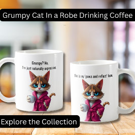 LusnyGrumpy cat in a Robe and Coffee Calico Cat Kaffemugg