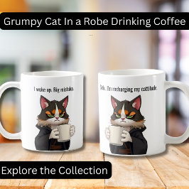 LusnyGrumpy cat in a Robe and Coffee Cat Kaffemugg