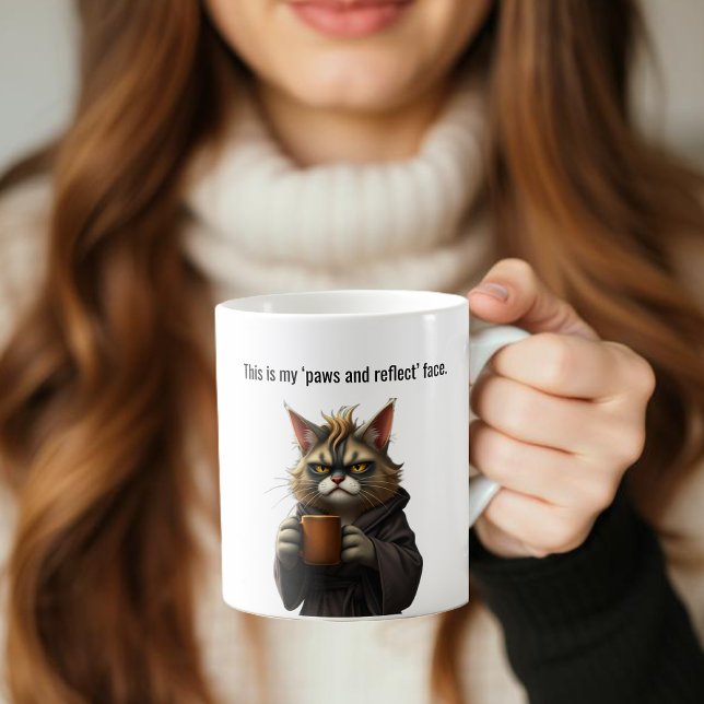 LusnyGrumpy cat in a Robe and Coffee Kaffemugg (Funny Cat Mug-Grumpy cat-Cat in a Robe and Coffee-Brown Cat Coffee Mug )