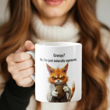 LusnyGrumpy cat in a Robe and Coffee Orange Cat