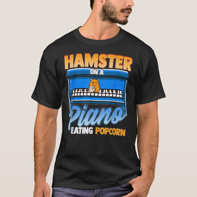 Lusnyhamster på en pianolätande popcorn t shirt (Framsida)