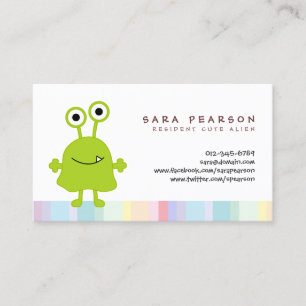 Lusnyhet Cute GreenMonster Alien Kids Namn Card Visitkort
