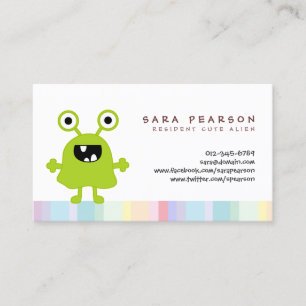 Lusnyhet Cute GreenMonster Alien Kids Namn Card Visitkort