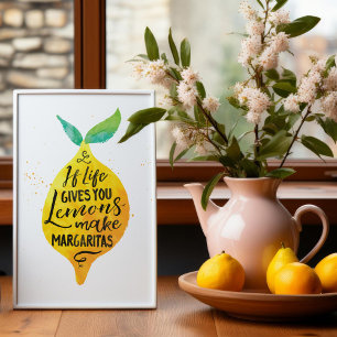 Lusnyhet Margaritas Watercolor Drink Citat Art Poster