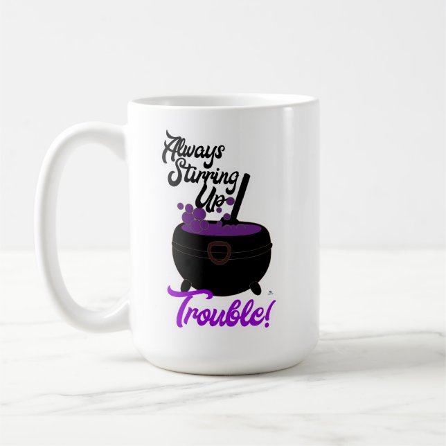 Lusnyhet som stör Trouble Slogan Halloween Art Kaffemugg (Vänster)
