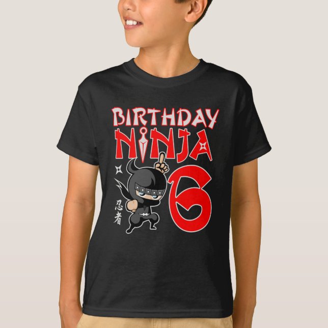 Lusnyj 6e-födelsedagen Ninja 6-årig gåva För barn T Shirt (Framsida)