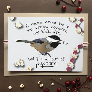 Lusnyj Arg Helgdag Chickadee Stringing Popcorn Helgkort