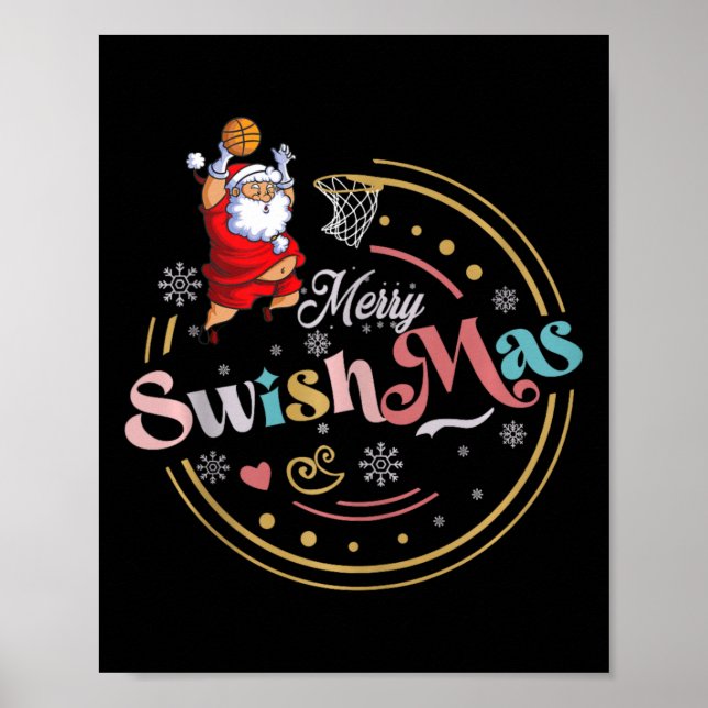 Lusnyj Basketball-julcitat Merry Swishmas Morsa Poster (Framsidan)