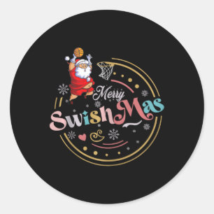 Lusnyj Basketball-julcitat Merry Swishmas Morsa Runt Klistermärke