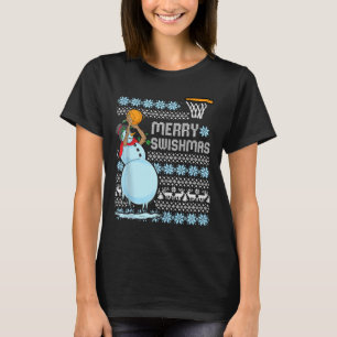 Lusnyj Basketball-julcitat Merry Swishmas Morsa T Shirt