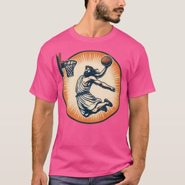 Lusnyj Basketball Retro Jesus Kristus T Shirt (Framsida)