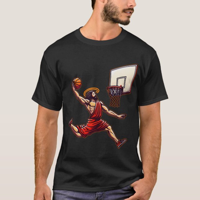Lusnyj Basketball Retro Jesus Kristus T Shirt (Framsida)