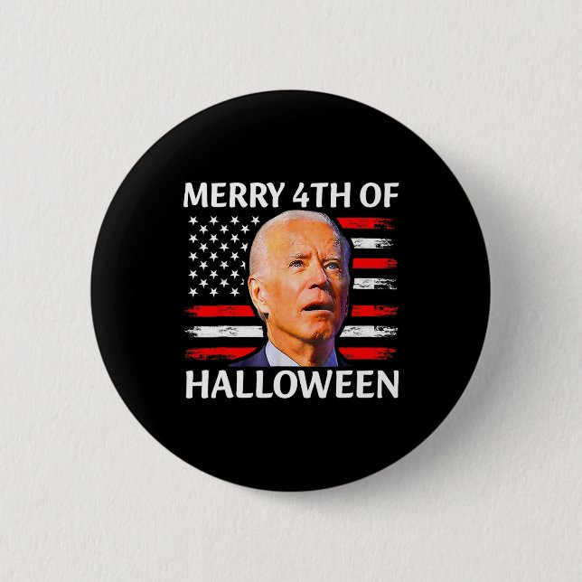 Lusnyj Biden förvirrade Merry 4th of Halloween Mem Knapp (Framsida)
