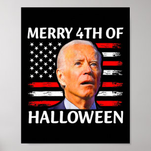 Lusnyj Biden förvirrade Merry 4th of Halloween Mem Poster