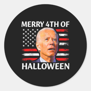 Lusnyj Biden förvirrade Merry 4th of Halloween Mem Runt Klistermärke